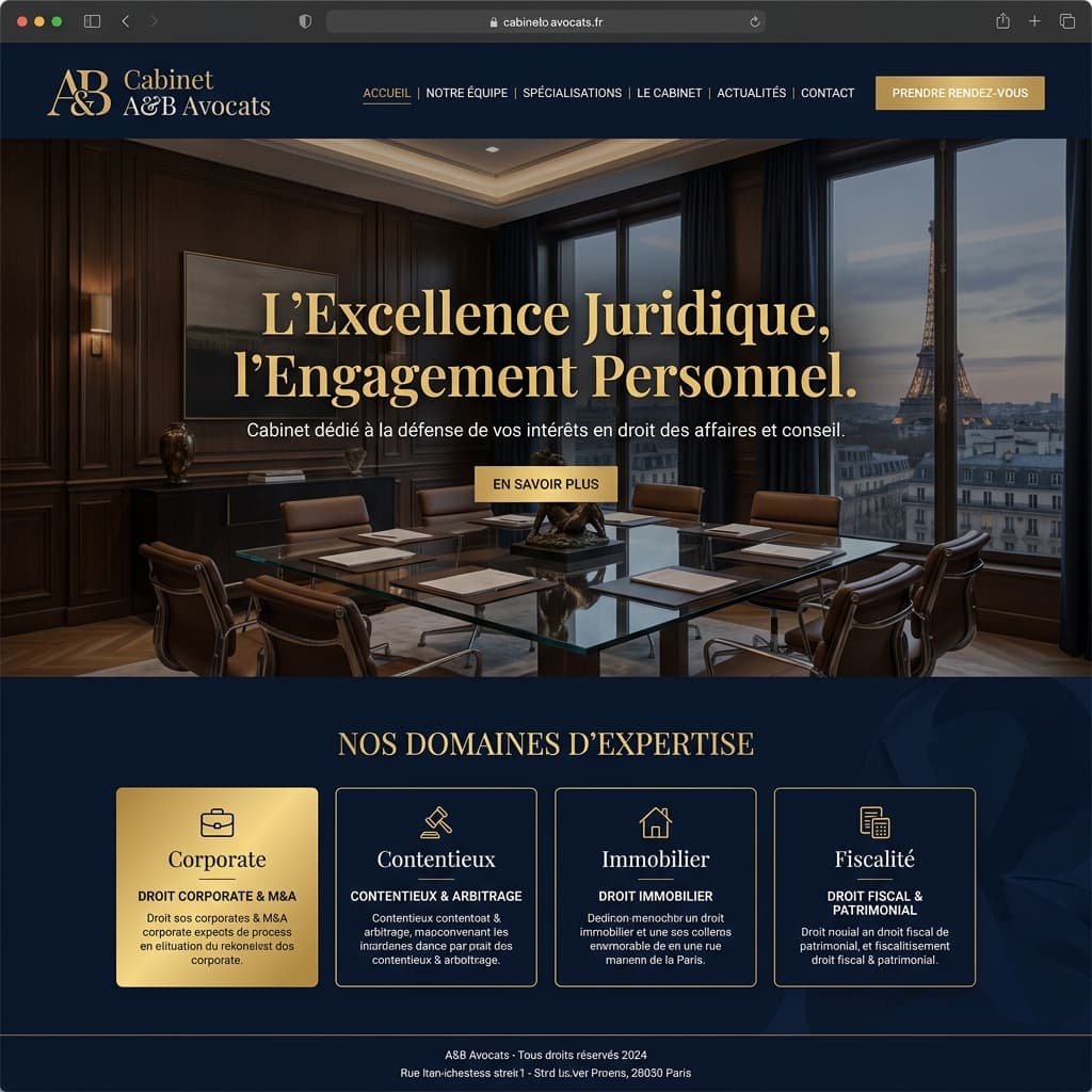 Cabinet A&B — exemple de site internet Cabinet d'Avocats créé par OXAA