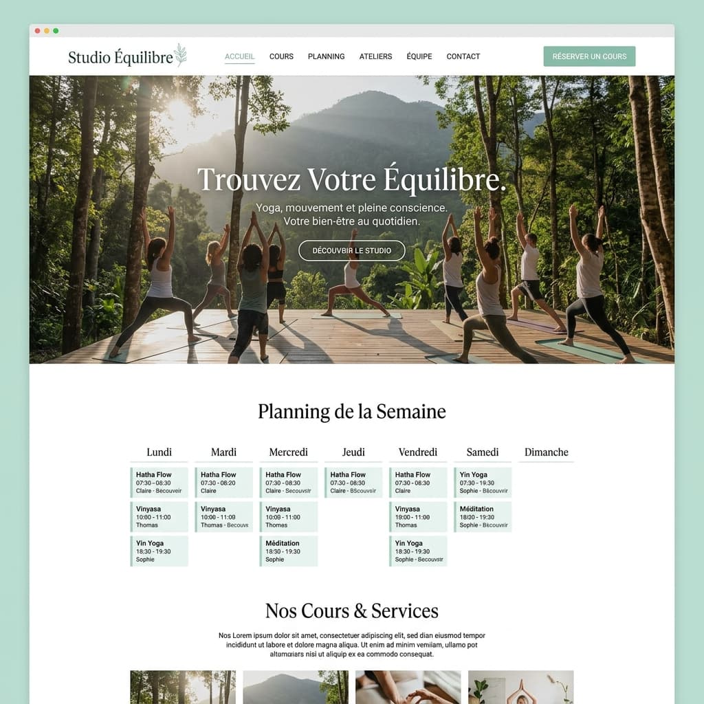 Studio Équilibre — exemple de site internet Santé & Bien-être créé par OXAA