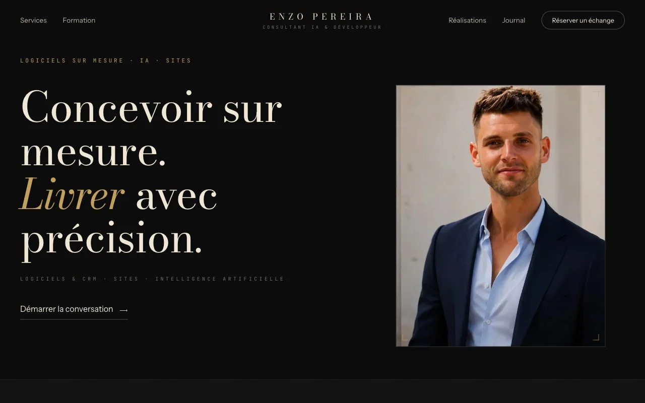 Site internet Enzo Pereira créé par OXAA — Consultant IA & Développeur (Professions libérales)