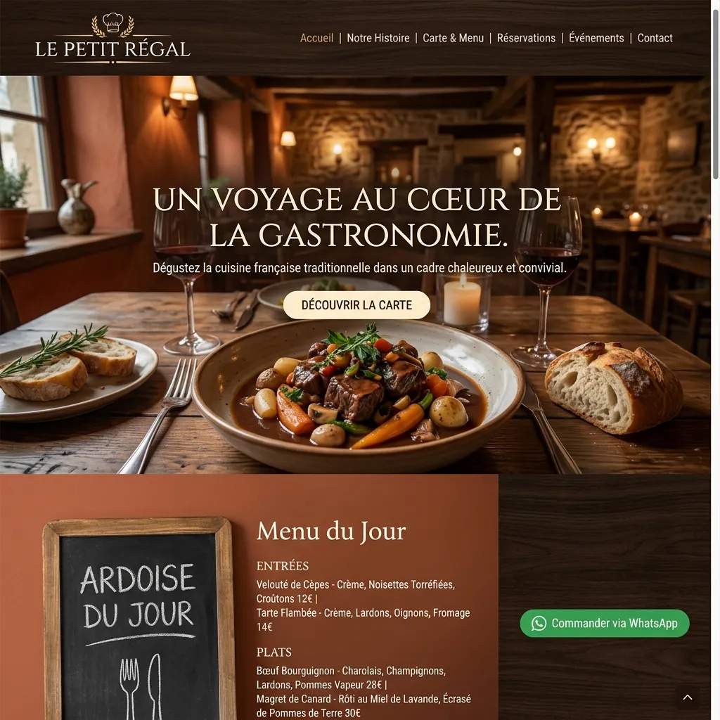 Site internet Le Petit Régal créé par OXAA — Restauration Locale (Restauration)